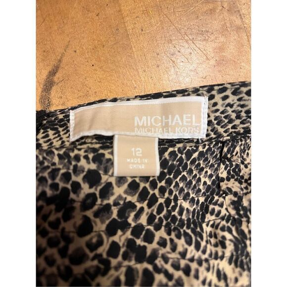 MICHAEL KORS Animal Print Silk Ruffled Zipper Skirt Size 12 Nwt Retail $250 (359 - Picture 4 of 6